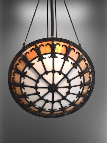 Bronze and Leaded Glass Inverted Dome